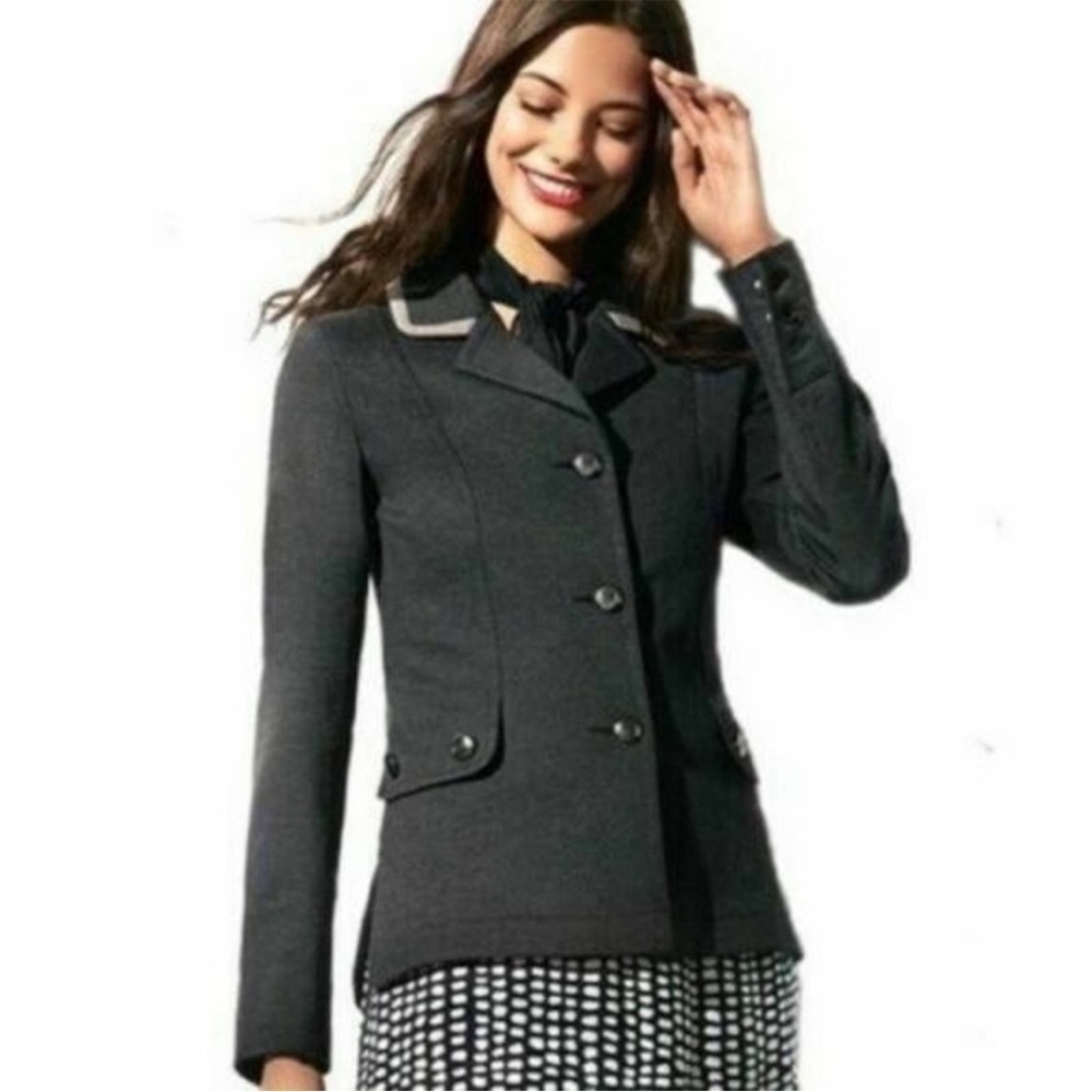 CAbi Charcoal Gray Ponte Twill Blazer Sz S